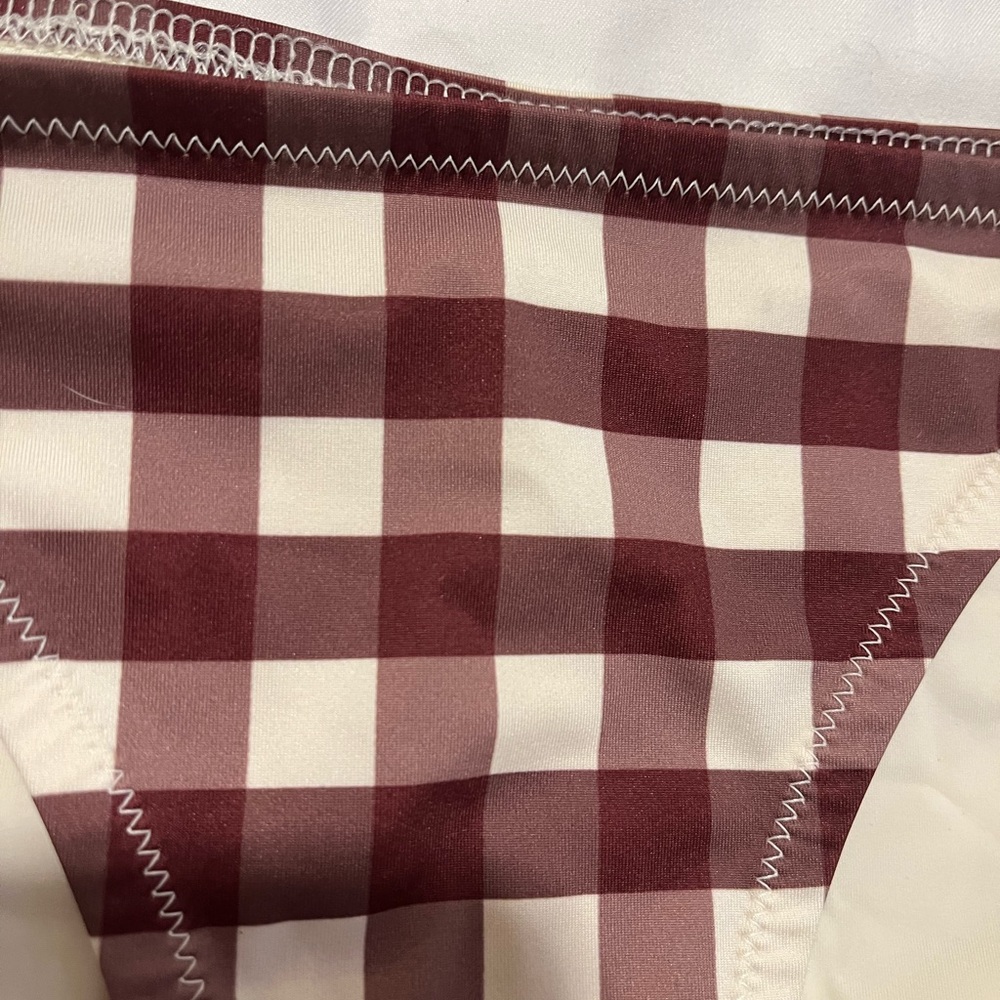 Maroon Gingham Solid & Striped Bikini - Size L - image 3